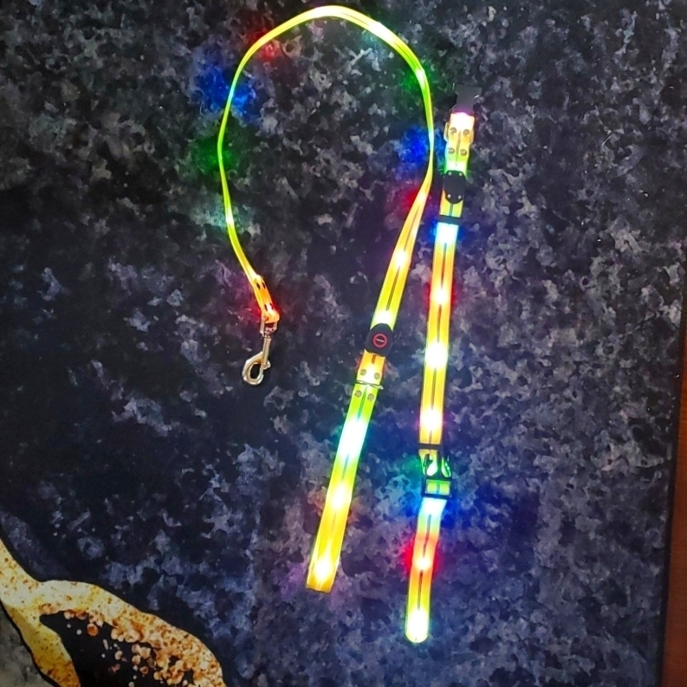 Light Up Leash and Collar with 3 Modes, USB charger Included